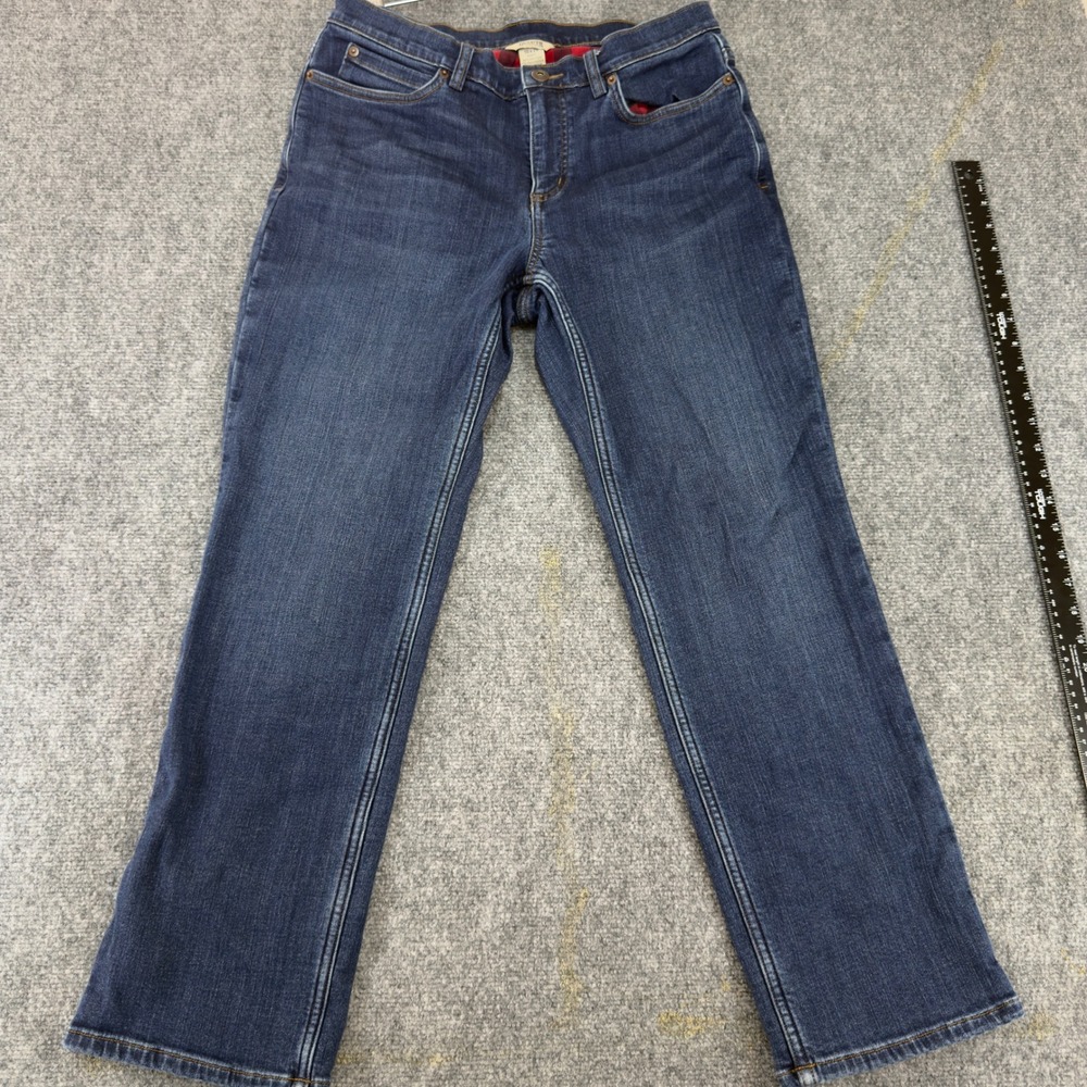 Duluth Trading Co Flannel Lined Straight Leg Jeans Blue Denim Size 6